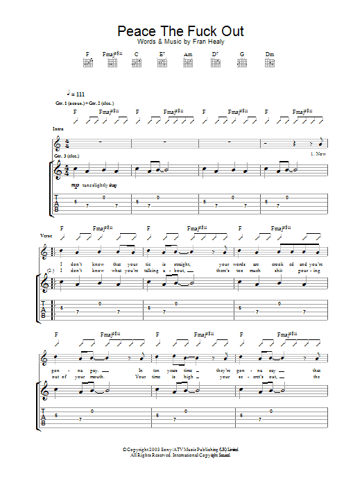 Download Travis Peace The Fuck Out Sheet Music