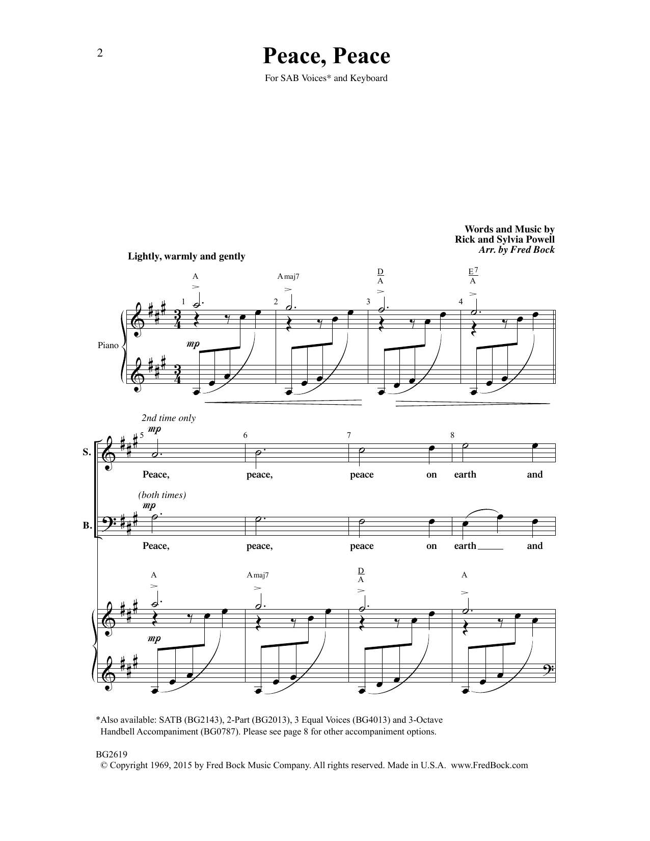 Download Rick and Sylvia Powell Peace, Peace (arr. Fred Bock) Sheet Music