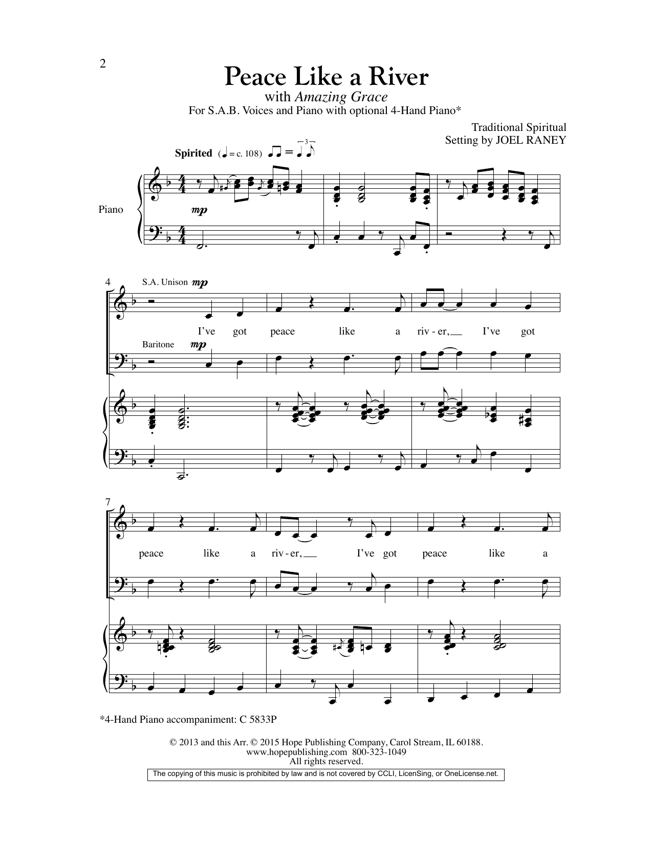 Download Joel Raney Peace Like A River (with Amazing Grace) Sheet Music