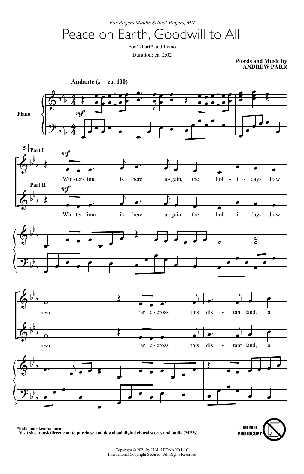 Download Andrew Parr Peace On Earth, Goodwill To All Sheet Music