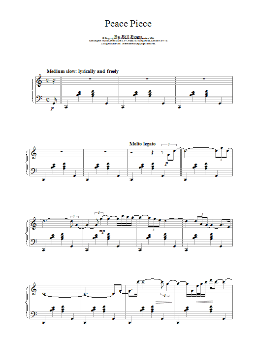 Bill Evans Peace Piece sheet music notes printable PDF score