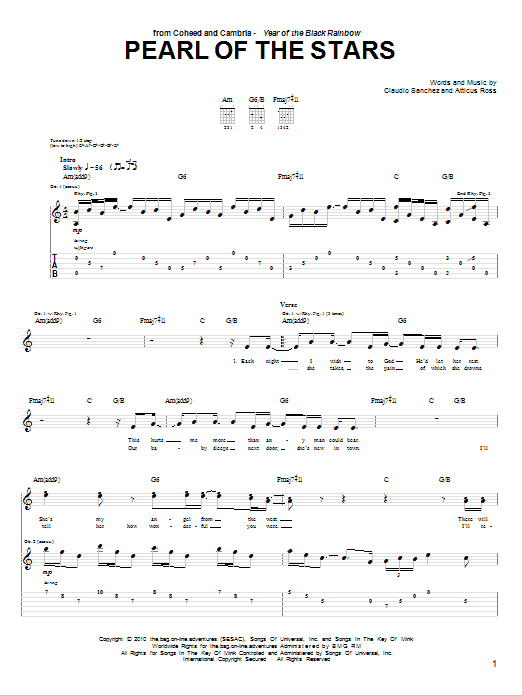 Download Coheed And Cambria Pearl Of The Stars Sheet Music