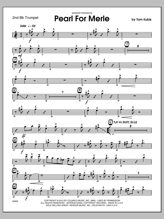 Download Tom Kubis Pearl For Merle - 2nd Bb Trumpet Sheet Music