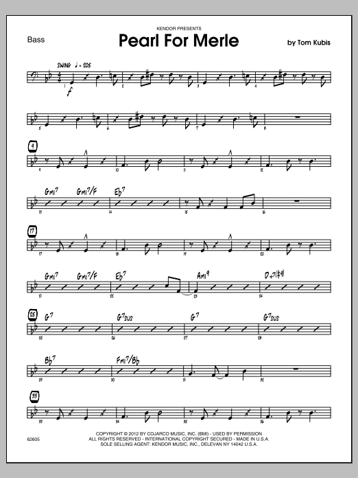Download Tom Kubis Pearl For Merle - Bass Sheet Music