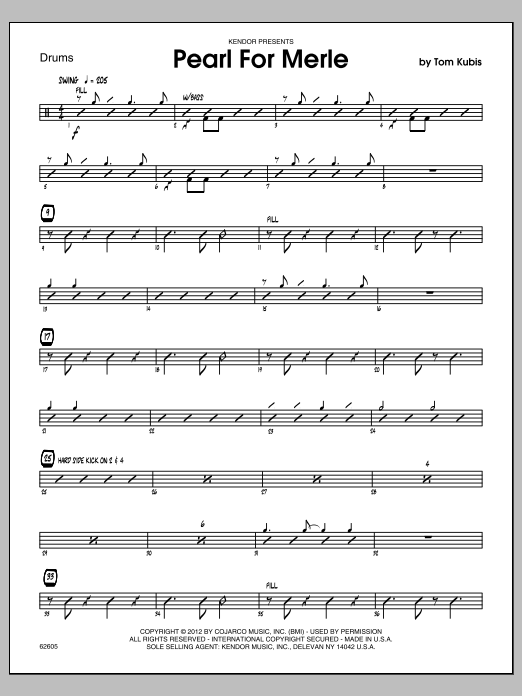 Download Tom Kubis Pearl For Merle - Drums Sheet Music