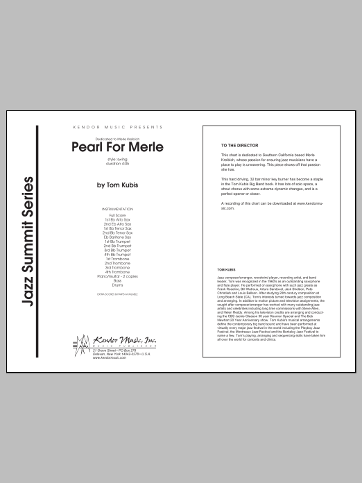 Download Tom Kubis Pearl For Merle - Full Score Sheet Music