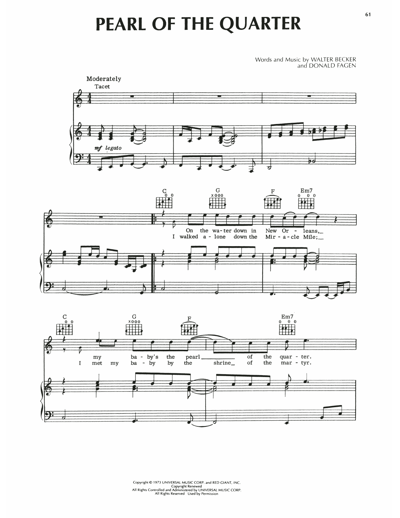 Download Steely Dan Pearl Of The Quarter Sheet Music