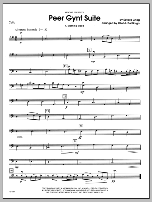 Download Del Borgo Peer Gynt Suite - Cello Sheet Music