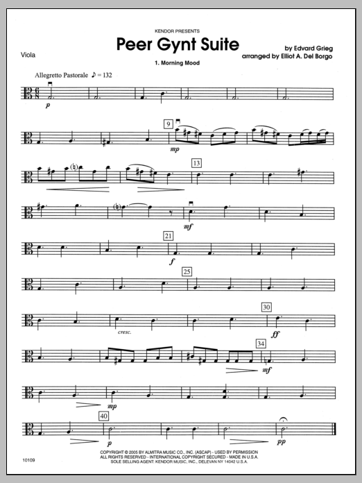 Download Del Borgo Peer Gynt Suite - Viola Sheet Music