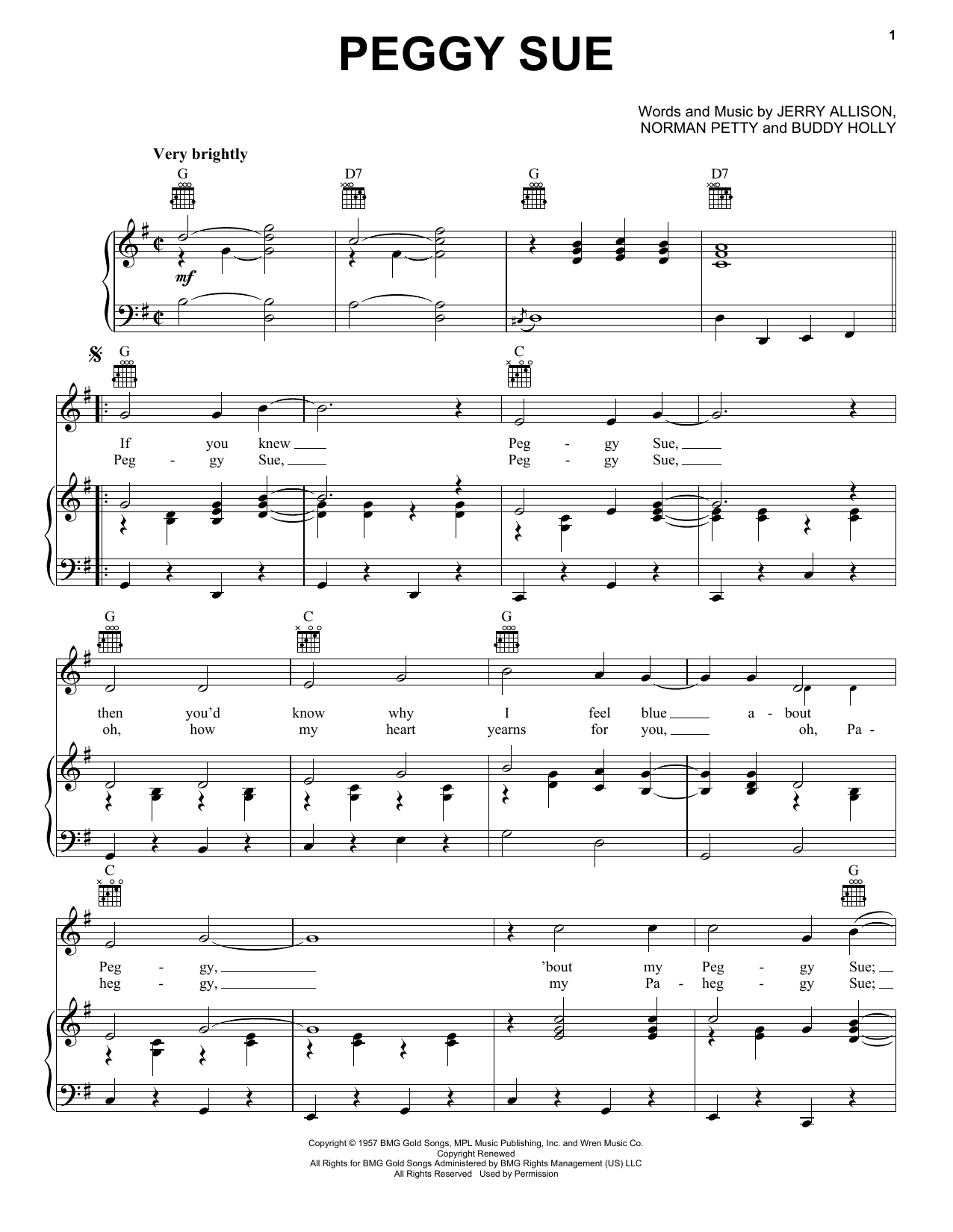Download Buddy Holly Peggy Sue Sheet Music