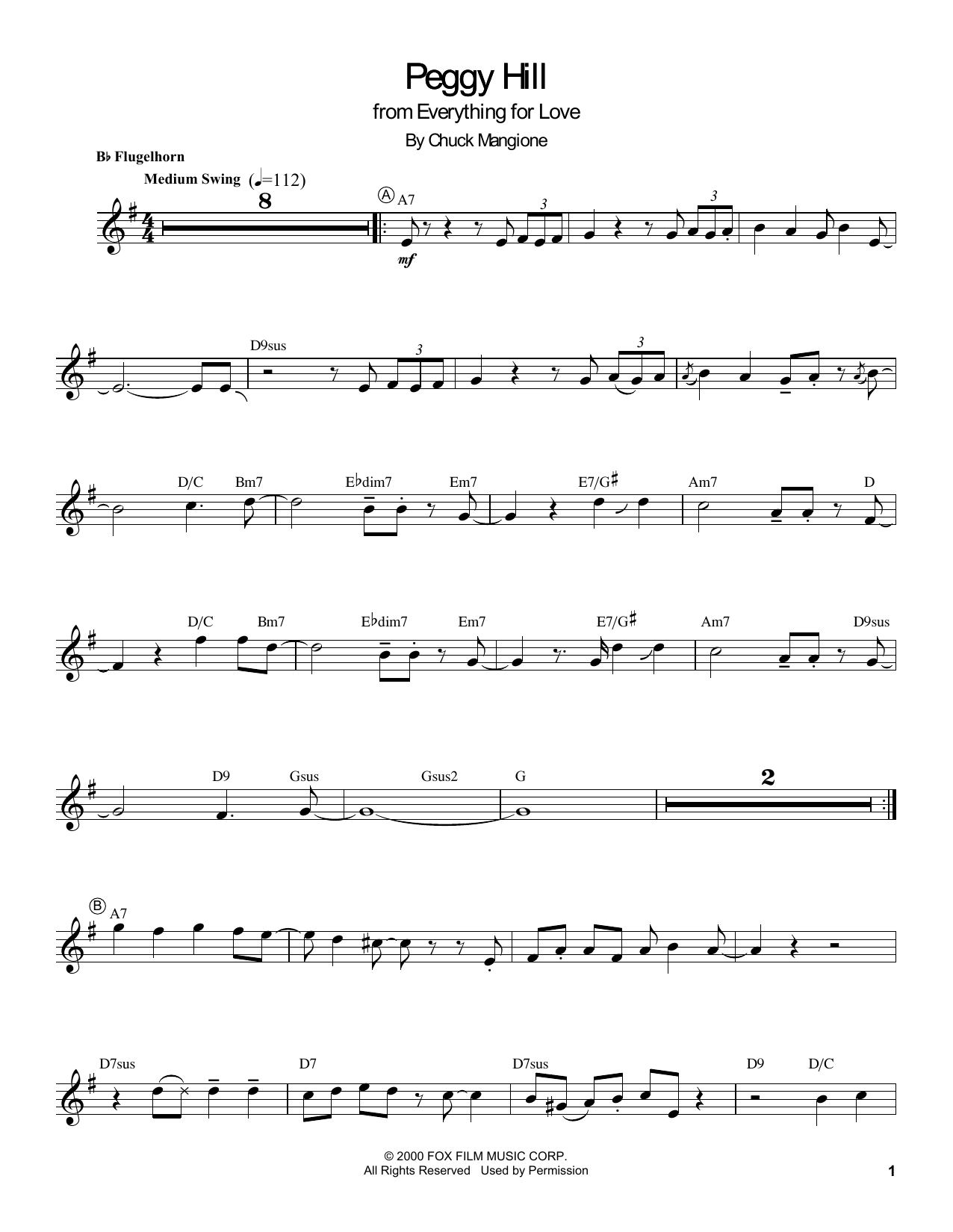 Download Chuck Mangione Peggy Hill Sheet Music