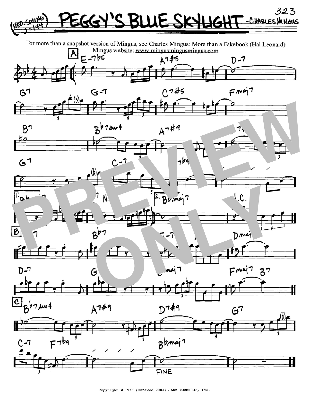 Download Charles Mingus Peggy's Blue Skylight Sheet Music