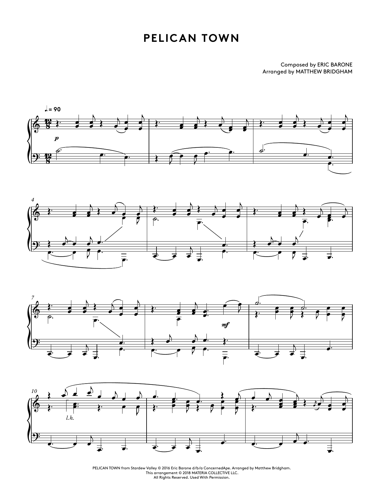 Download Eric Barone Pelican Town (from Stardew Valley Piano Sheet Music