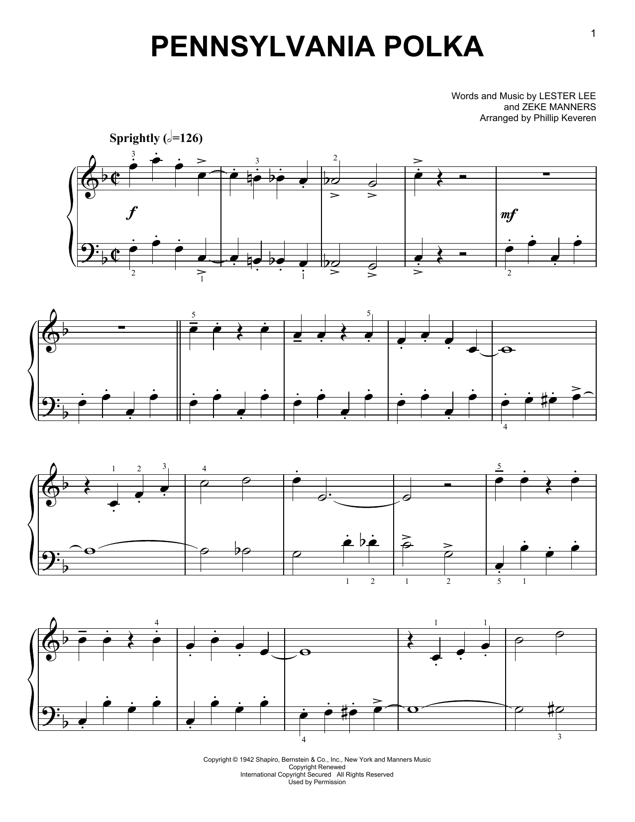 Download Lester Lee Pennsylvania Polka [Classical version] Sheet Music
