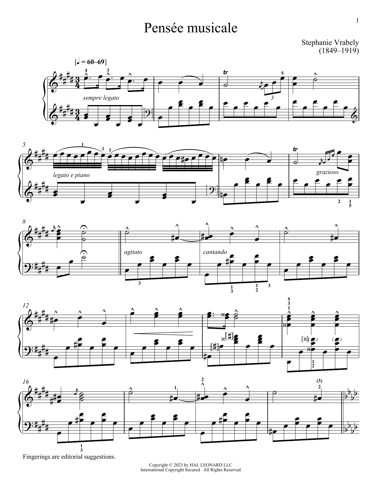 Download Stephanie Vrabley Pensee musicale Sheet Music