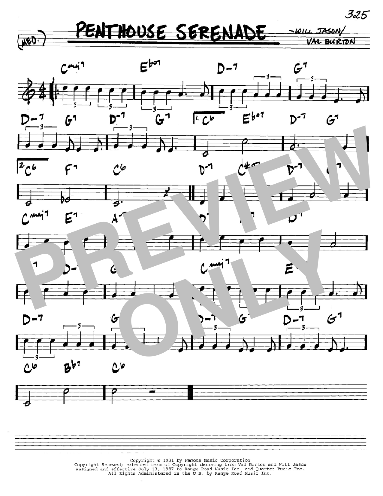 Download Nat King Cole Penthouse Serenade Sheet Music