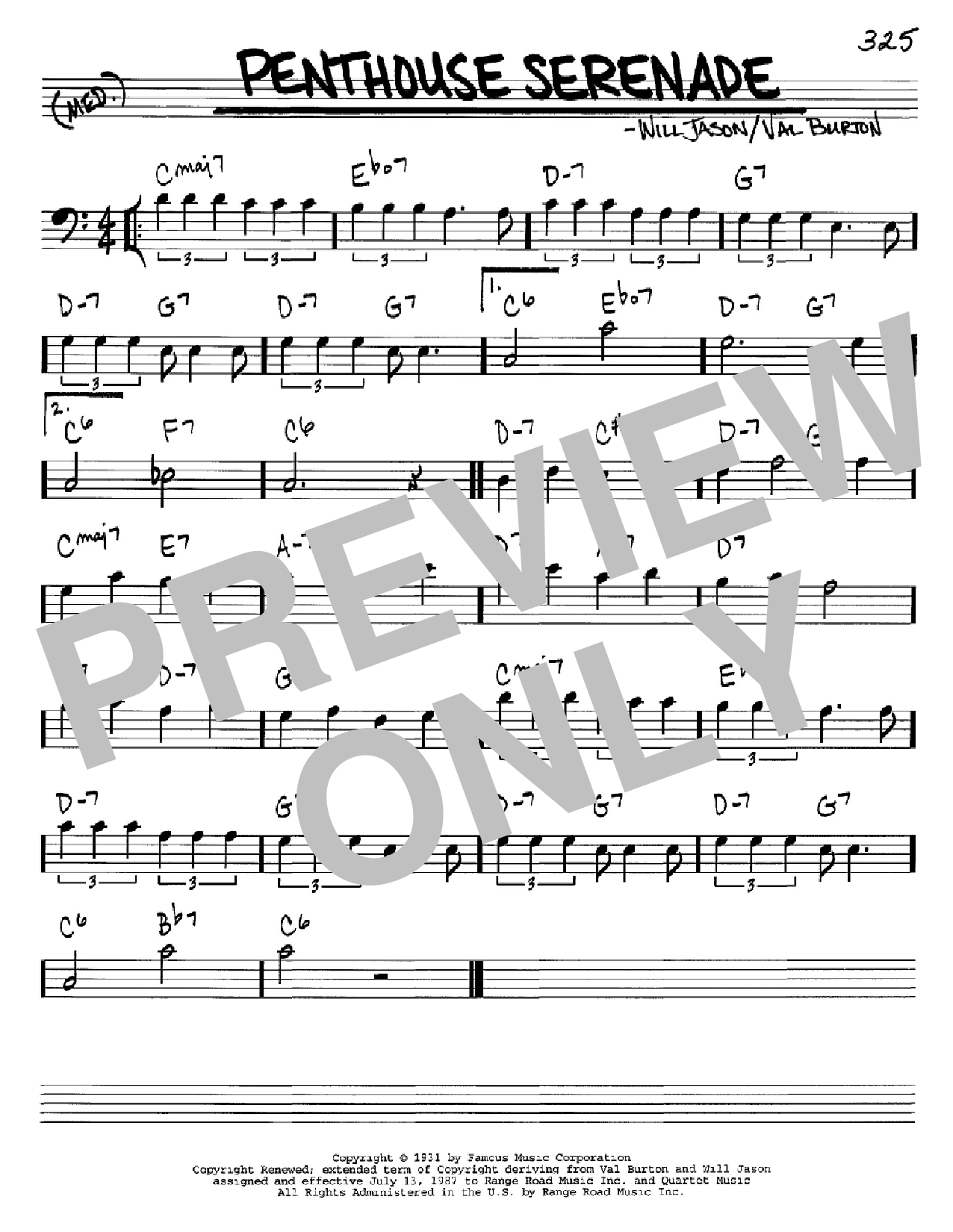Download Nat King Cole Penthouse Serenade Sheet Music