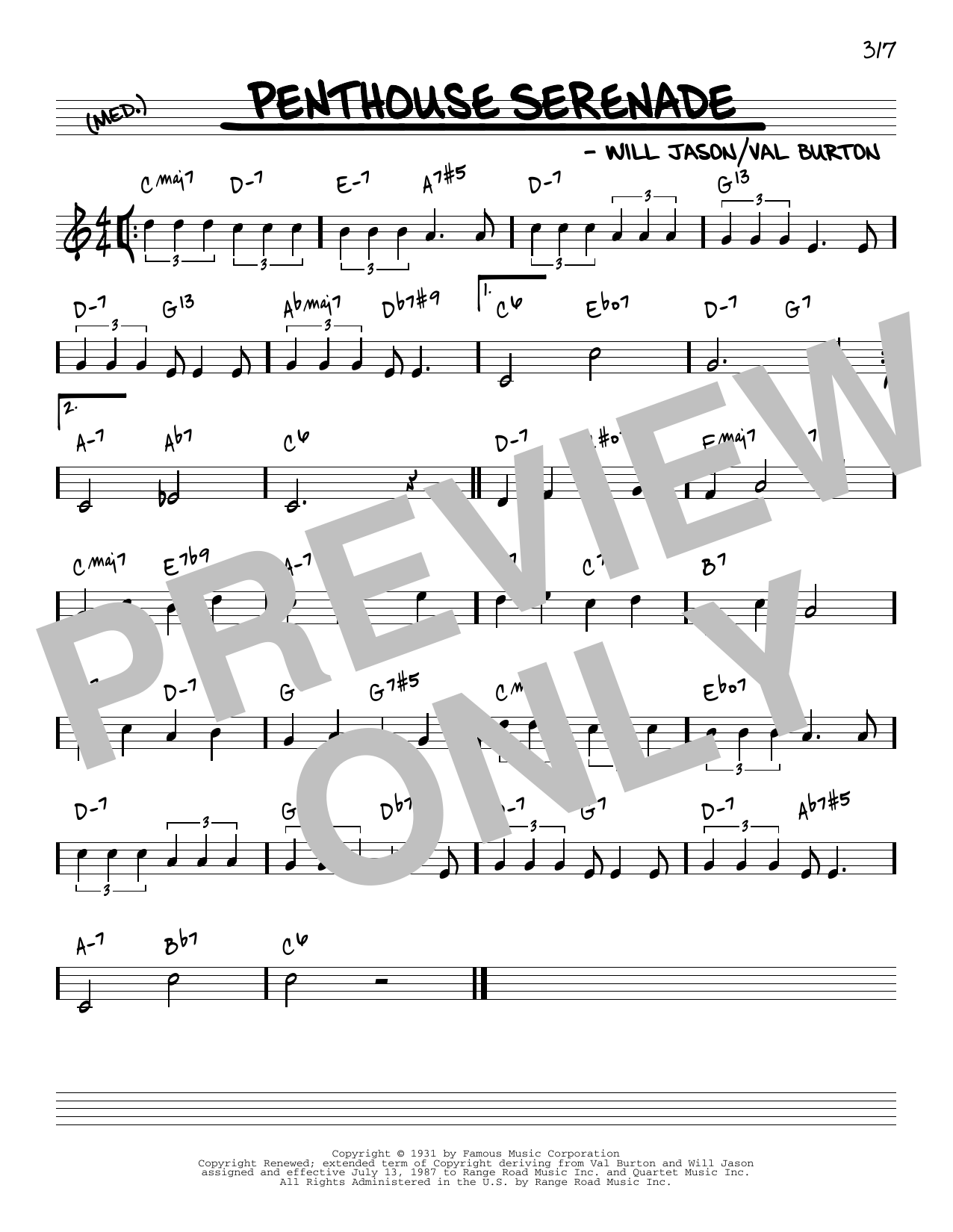 Download Will Jason Penthouse Serenade [Reharmonized versio Sheet Music