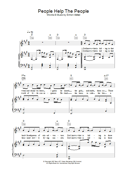 Download Cherry Ghost People Help The People Sheet Music