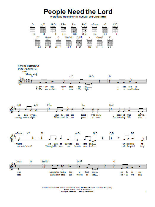 Download Steve Green People Need The Lord Sheet Music