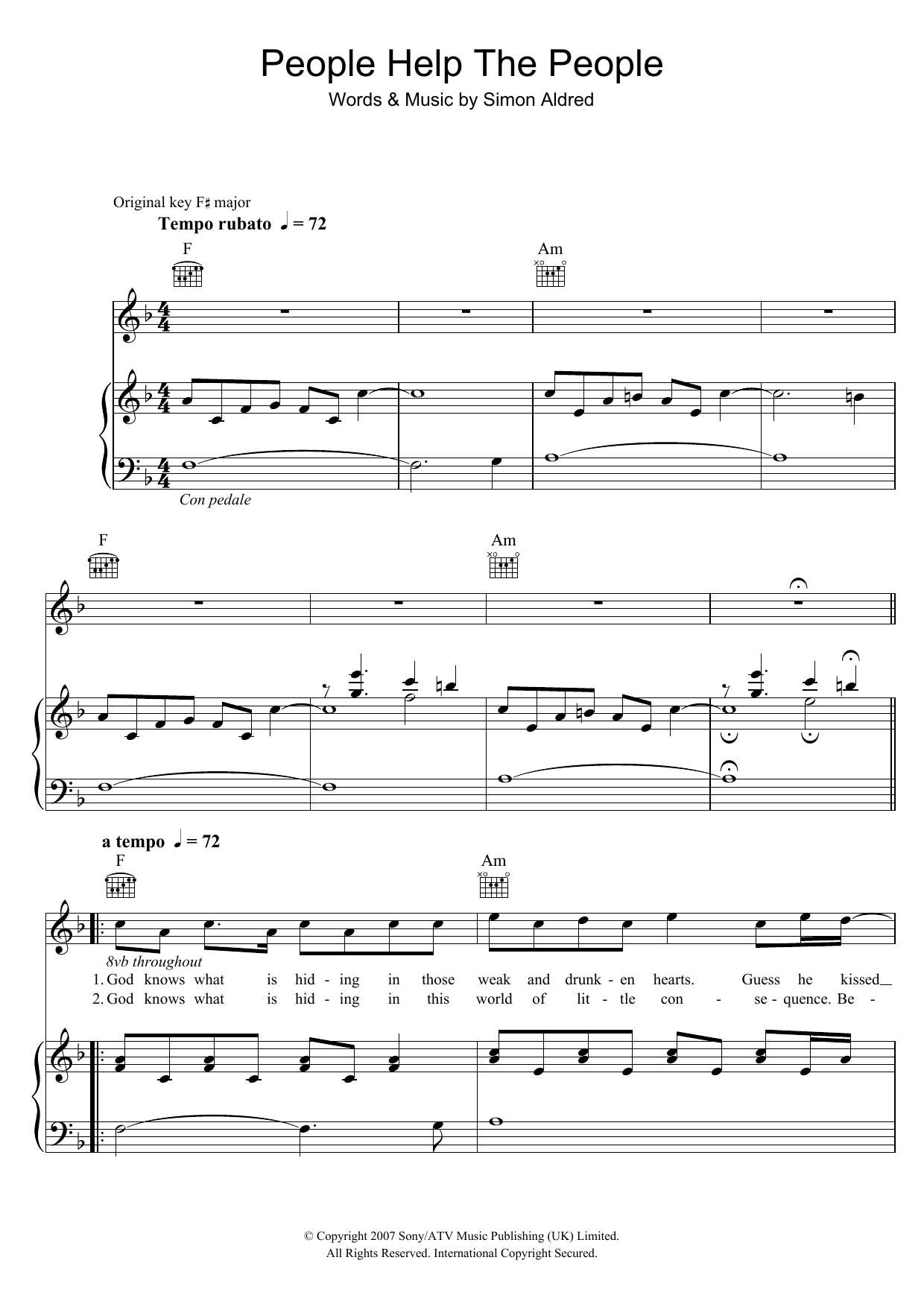 Download Birdy People Help The People Sheet Music