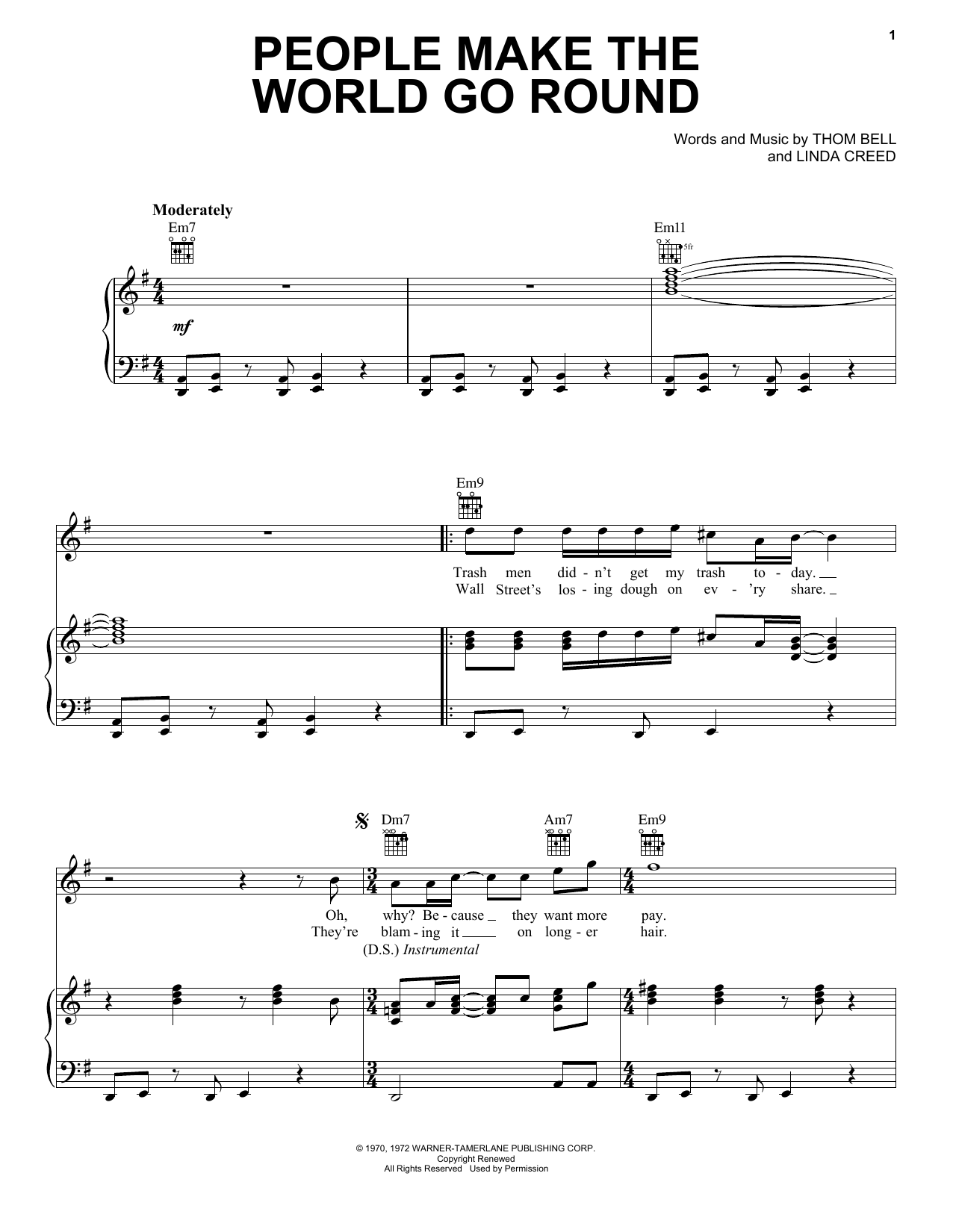 Download The Stylistics People Make The World Go 'Round Sheet Music