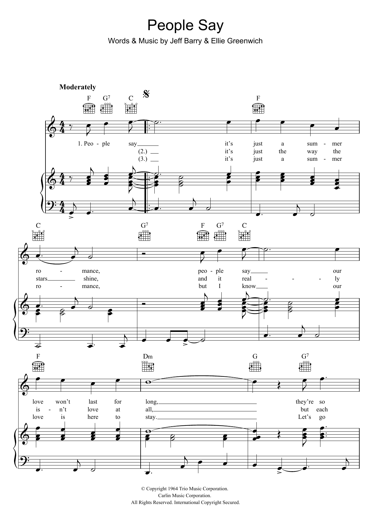 Download The Dixie Cups People Say Sheet Music