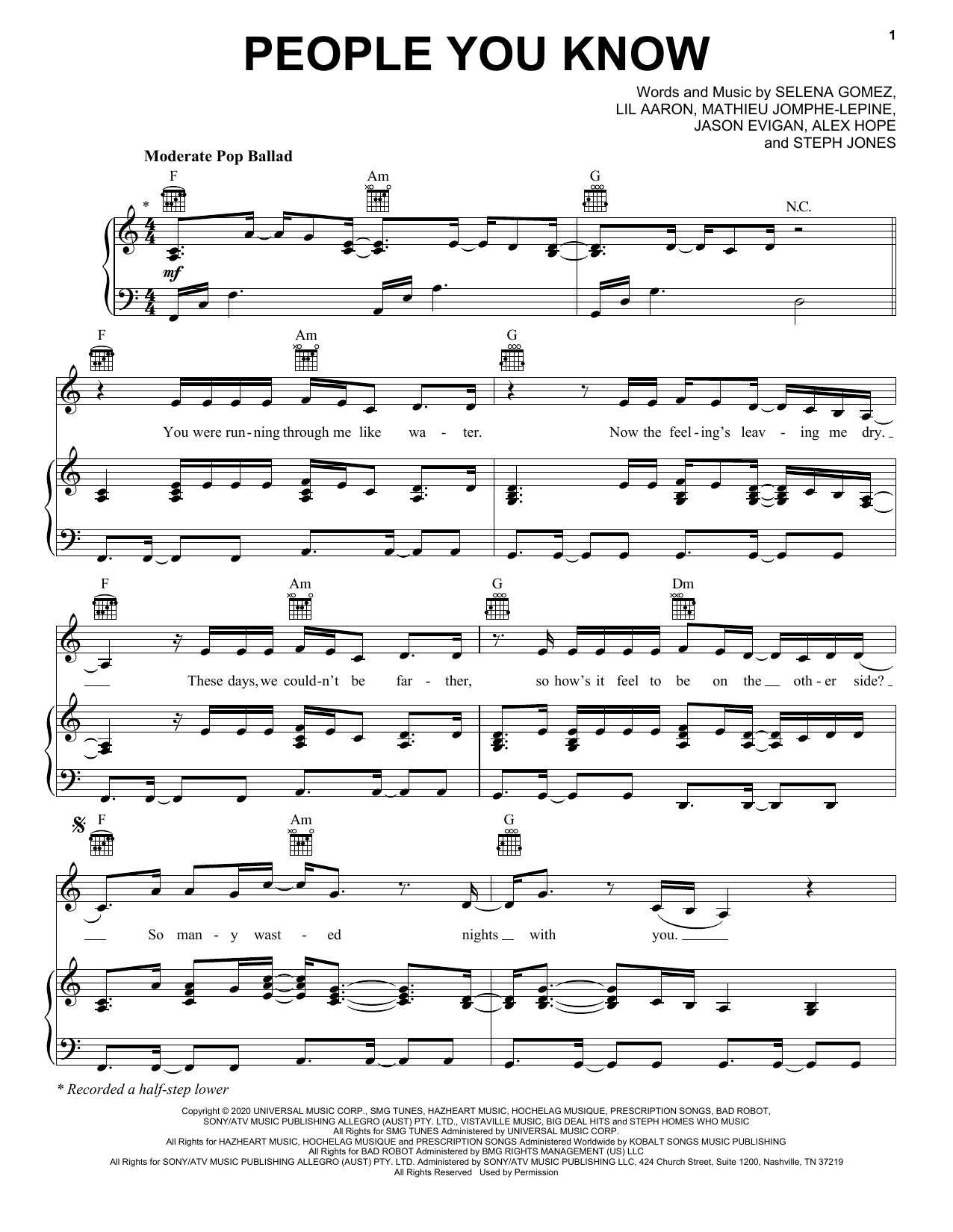 Download Selena Gomez People You Know Sheet Music
