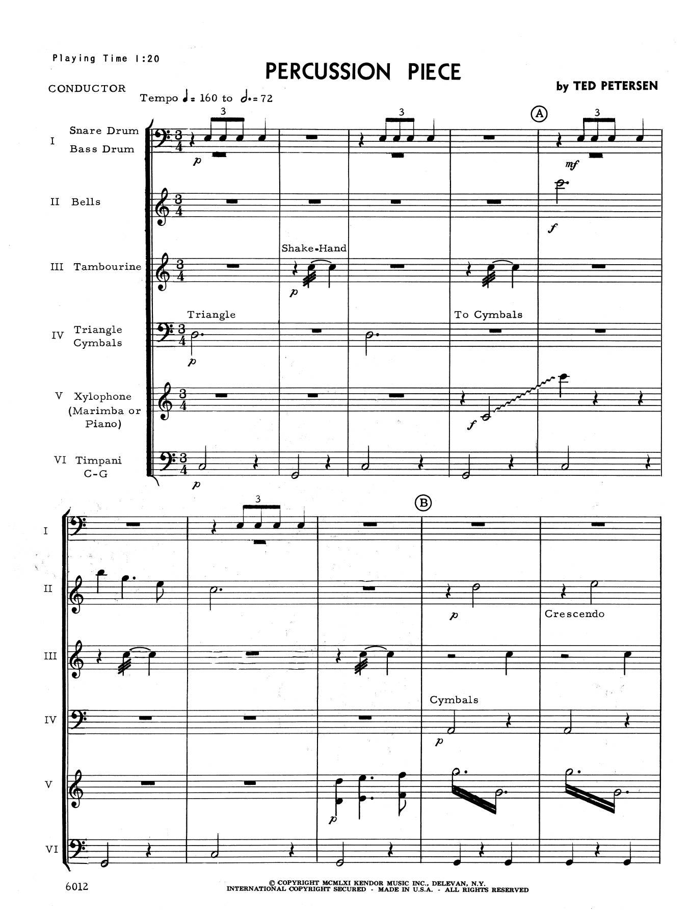 Download Petersen Percussion Piece - Full Score Sheet Music