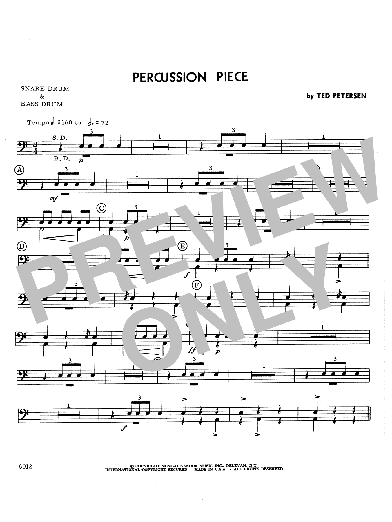 Download Petersen Percussion Piece - Percussion 1 Sheet Music