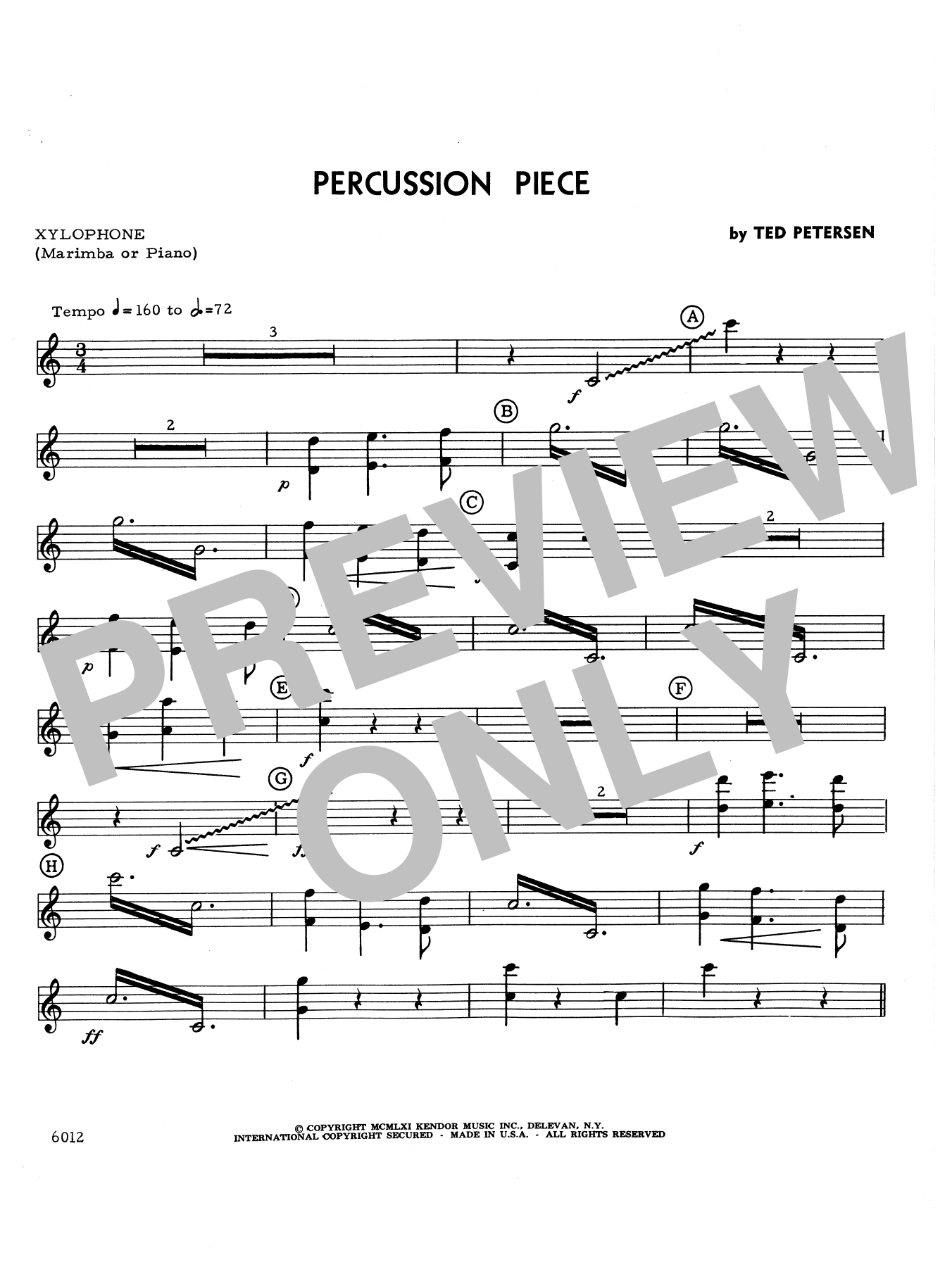 Download Petersen Percussion Piece - Percussion 5 Sheet Music