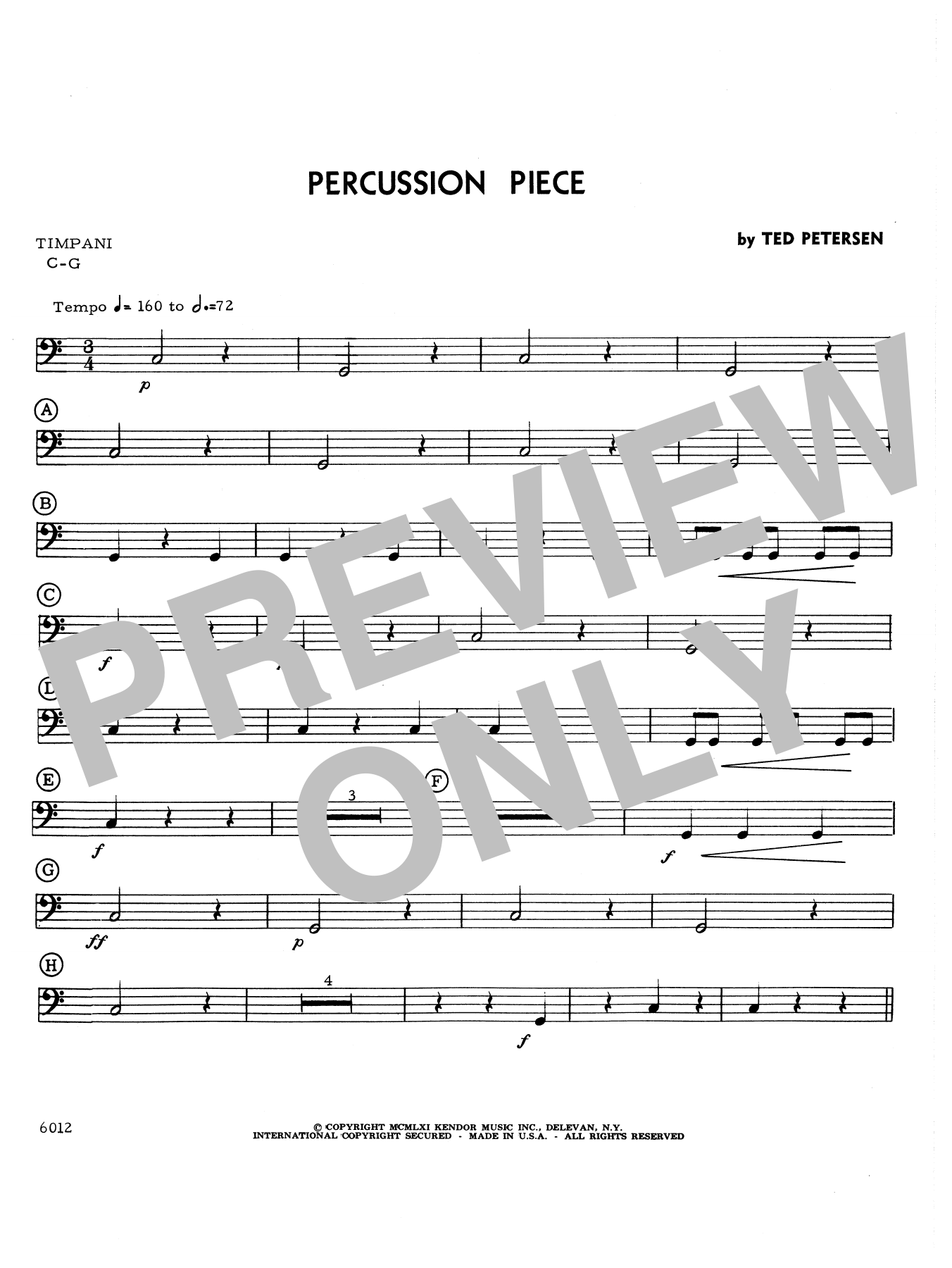 Download Petersen Percussion Piece - Percussion 6 Sheet Music