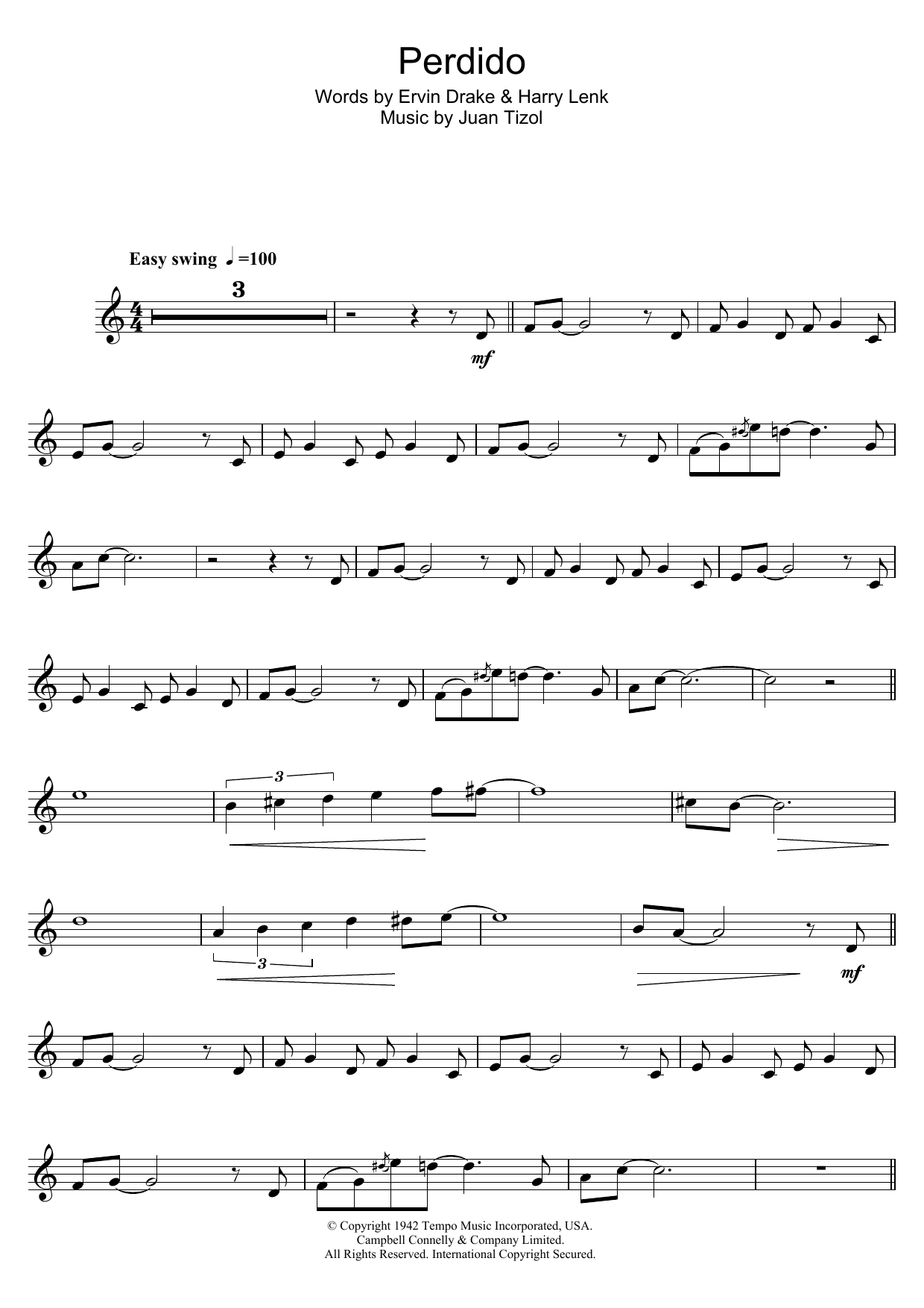 Download Duke Ellington Perdido Sheet Music