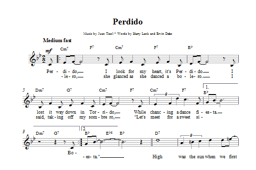 Juan Tizol Perdido sheet music notes printable PDF score