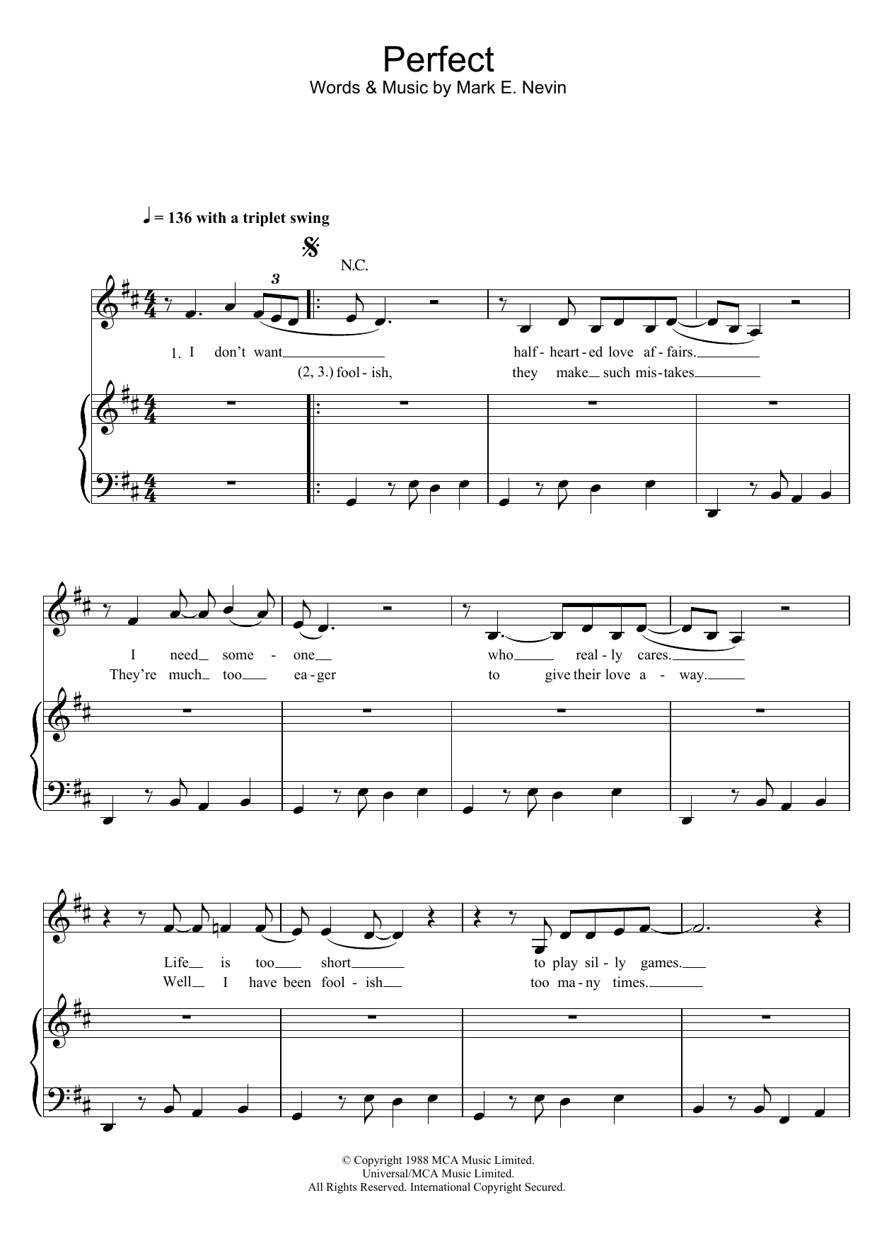 Download Fairground Attraction Perfect Sheet Music