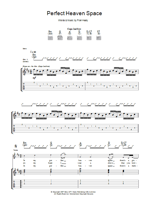 Download Travis Perfect Heaven Space Sheet Music