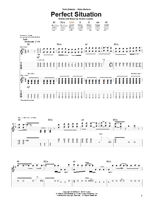 Download Weezer Perfect Situation Sheet Music