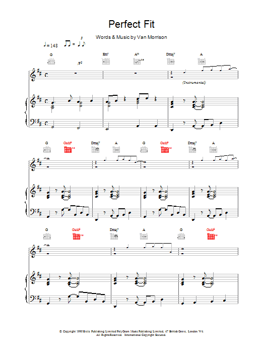 Van Morrison Perfect Fit sheet music notes printable PDF score