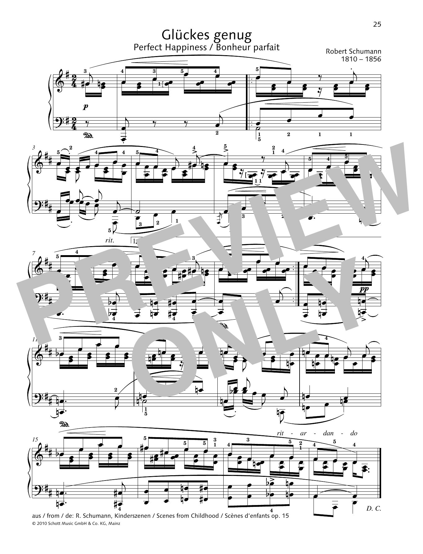 Download Robert Schumann Perfect Happiness Sheet Music