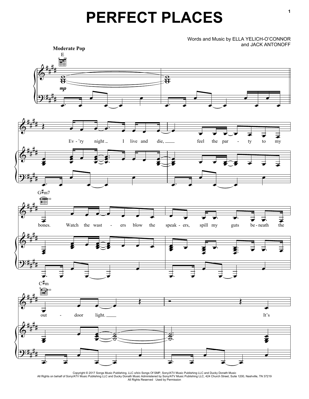 Download Lorde Perfect Places Sheet Music
