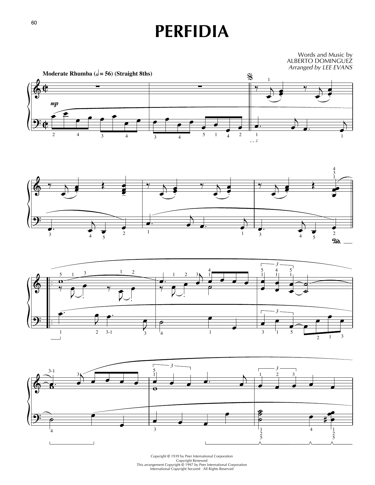 Download The Ventures Perfidia (arr. Lee Evans) Sheet Music