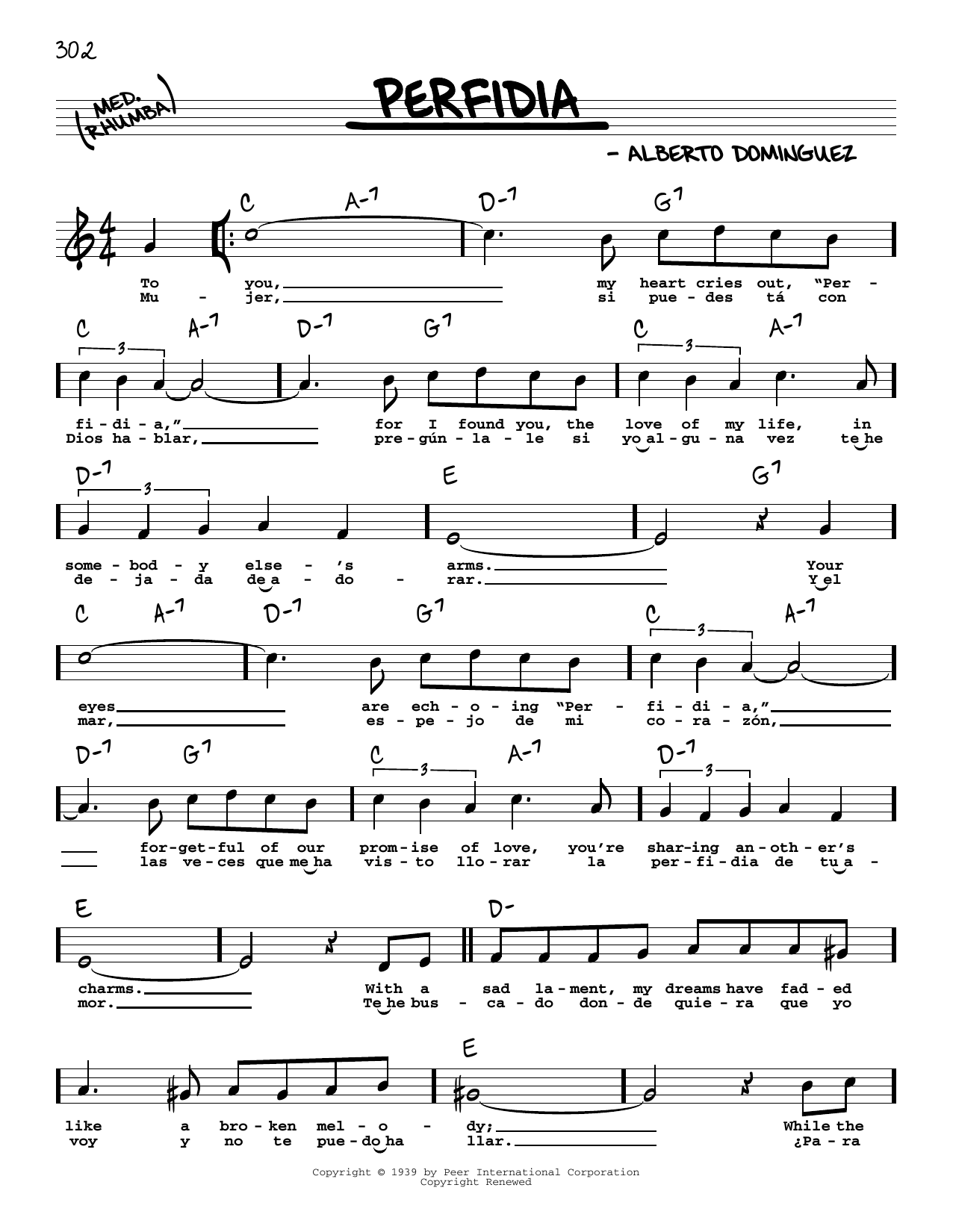 Download The Ventures Perfidia (High Voice) Sheet Music
