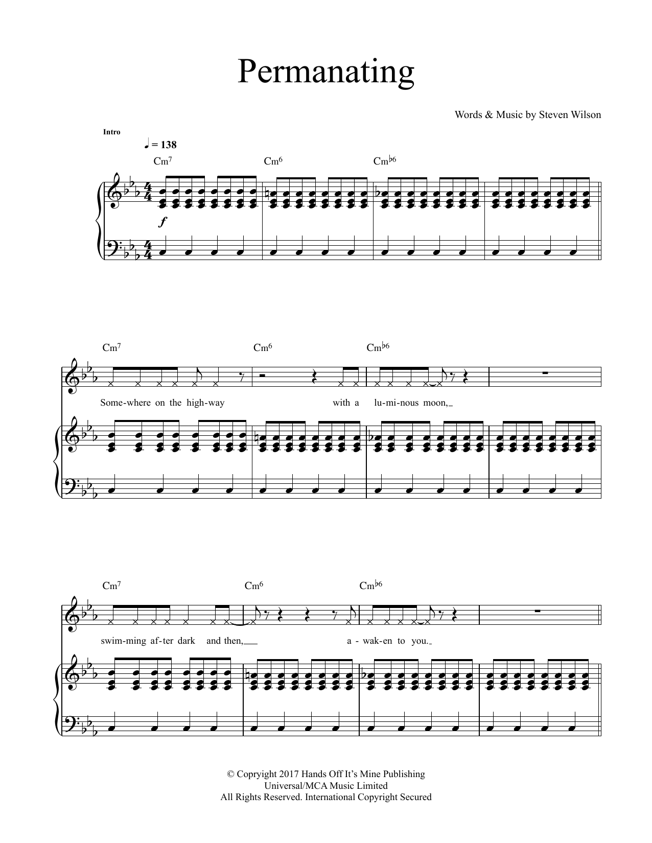 Download Steven Wilson Permanating Sheet Music