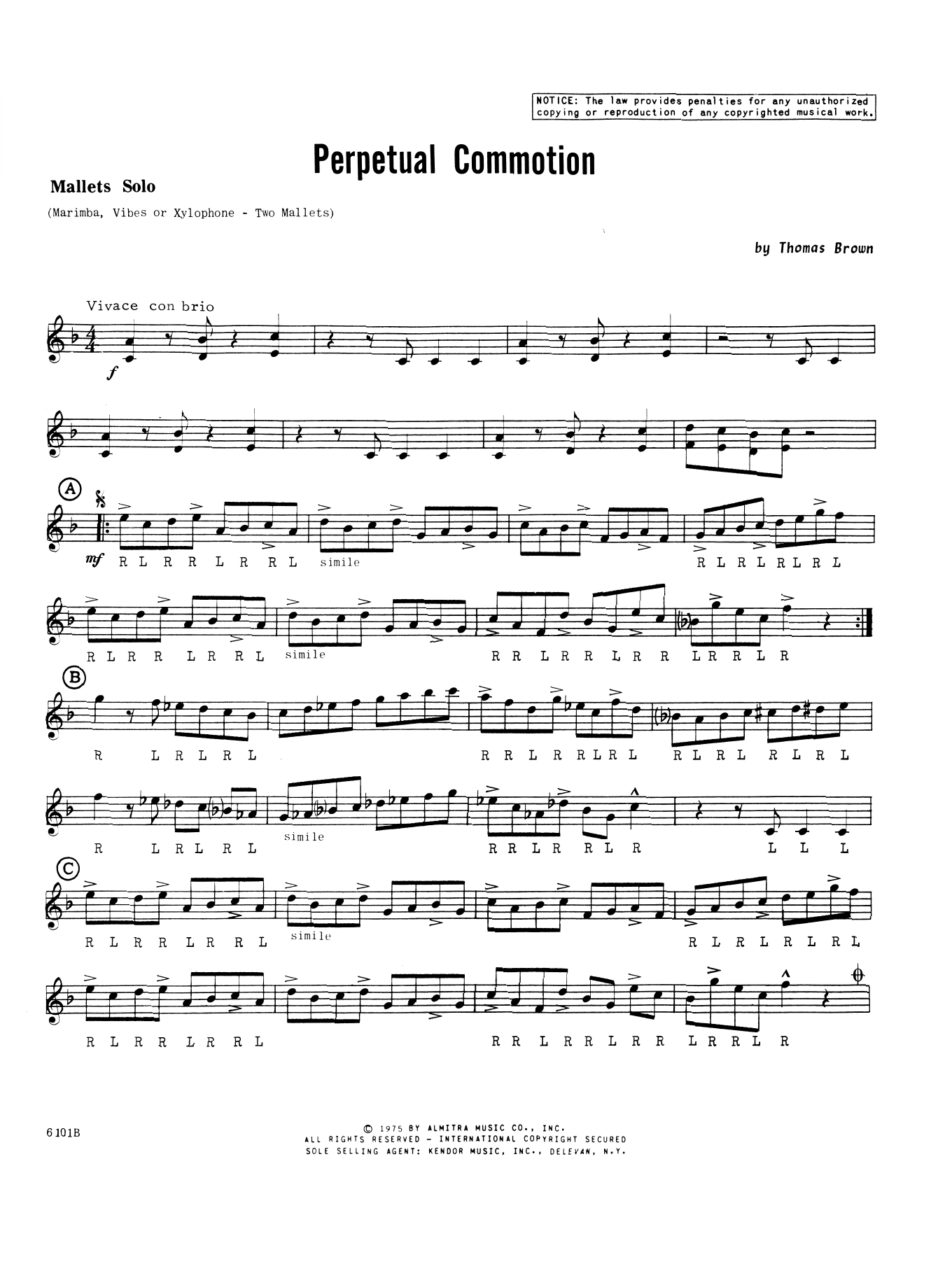 Download Tom Brown Perpetual Commotion - Mallets Sheet Music