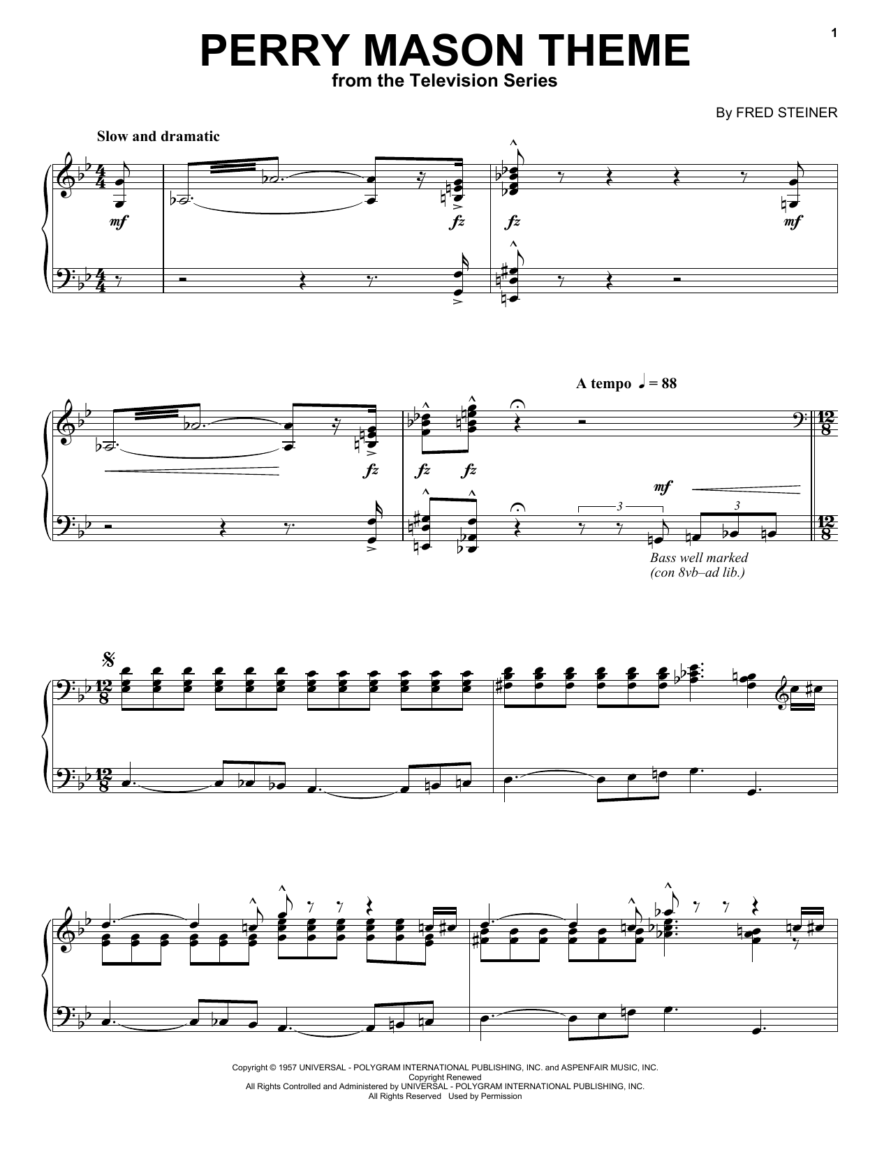 Download Fred Steiner Perry Mason Theme Sheet Music