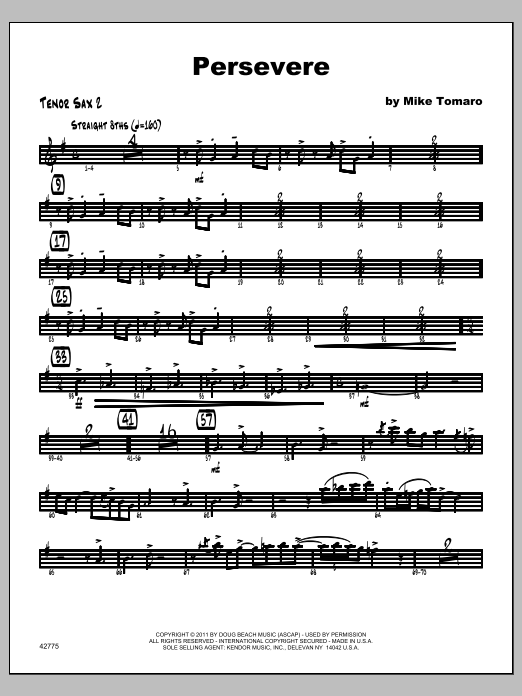 Download Tomaro Persevere - Tenor Sax 2 Sheet Music