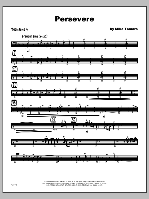 Download Tomaro Persevere - Trombone 4 Sheet Music