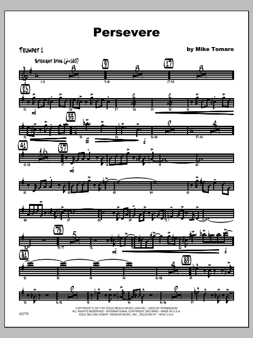 Download Tomaro Persevere - Trumpet 1 Sheet Music