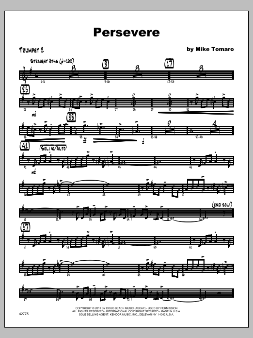 Download Tomaro Persevere - Trumpet 2 Sheet Music