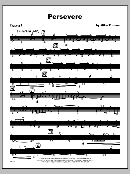 Download Tomaro Persevere - Trumpet 5 Sheet Music